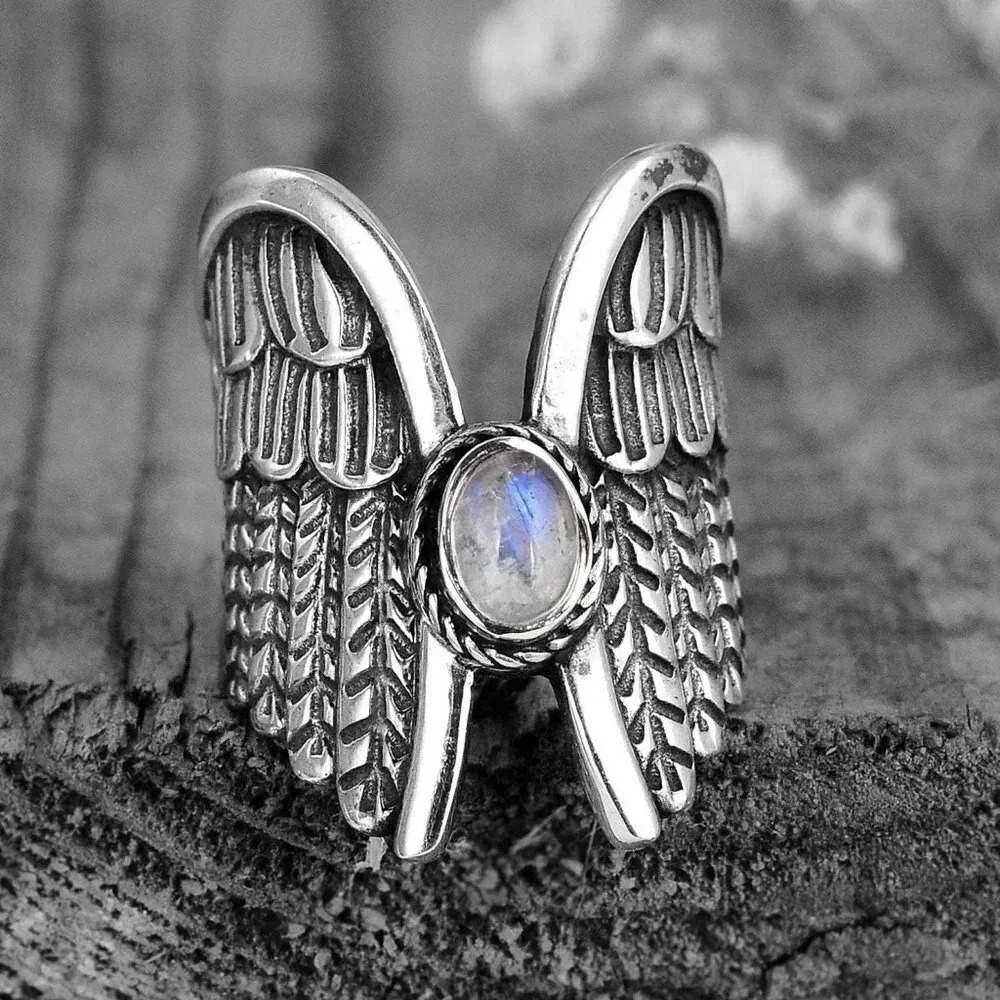 🎁925 Silver Plated New Arrival Angel Wings Rings For Women, MLNN1290